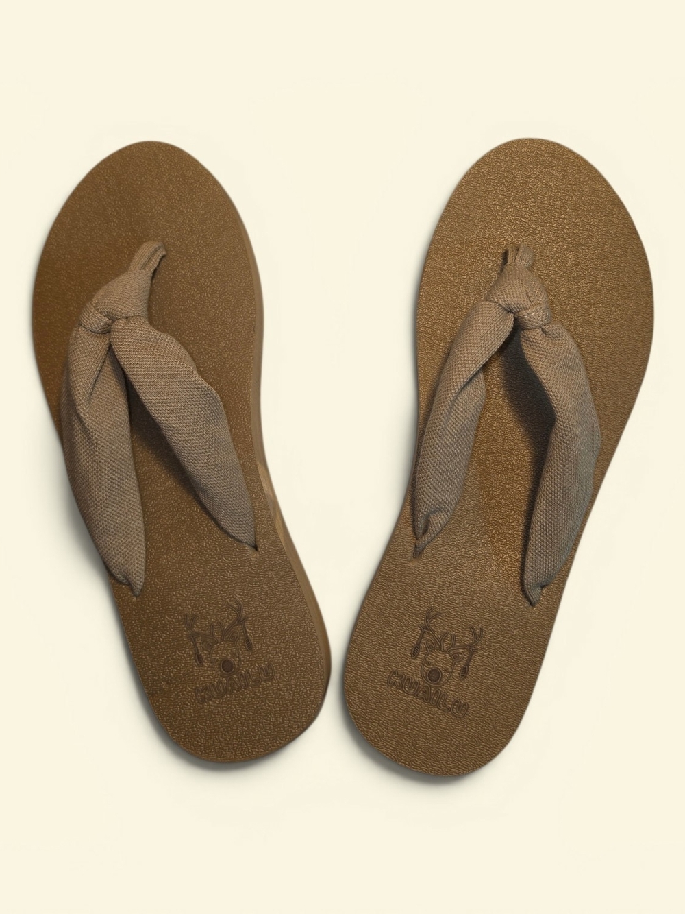 NEW Woman's Cozy Brown Knotted Fabric Strap Flip Flops Size 8